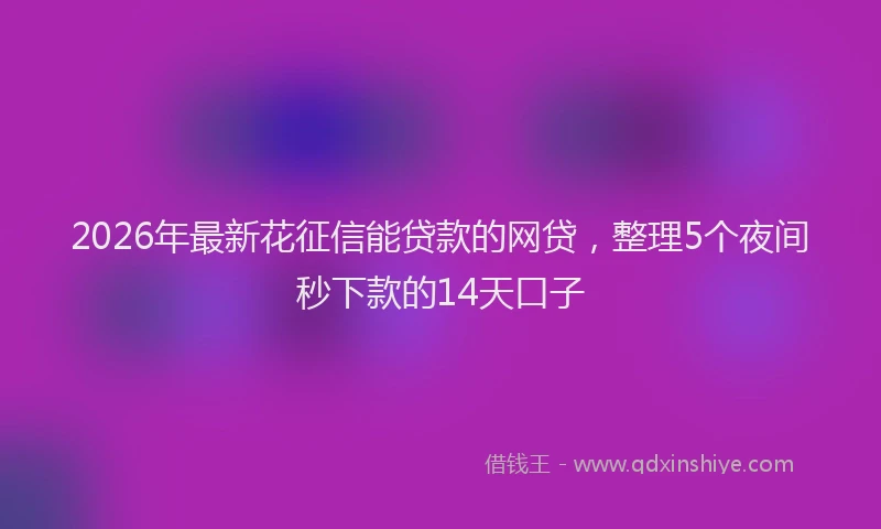 2026年最新花征信能贷款的网贷，整理5个夜间秒下款的14天口子