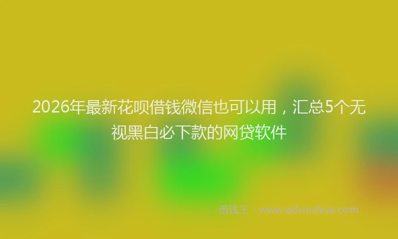 2026年最新花呗借钱微信也可以用，汇总5个无视黑白必下款的网贷软件