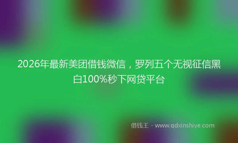 2026年最新美团借钱微信，罗列五个无视征信黑白100%秒下网贷平台
