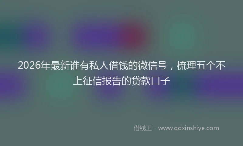 2026年最新谁有私人借钱的微信号，梳理五个不上征信报告的贷款口子
