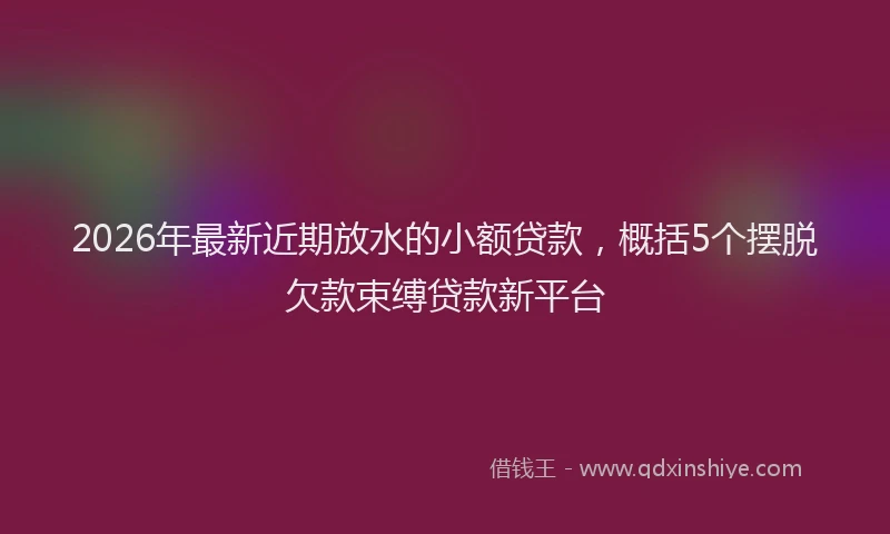 2026年最新近期放水的小额贷款，概括5个摆脱欠款束缚贷款新平台