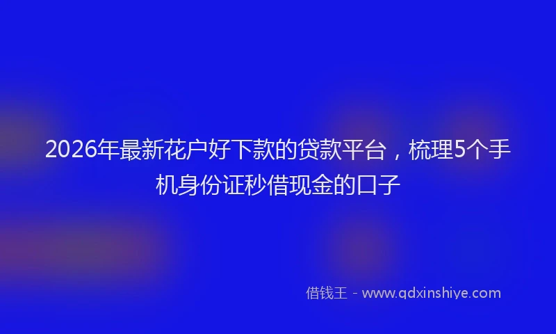 2026年最新花户好下款的贷款平台，梳理5个手机身份证秒借现金的口子