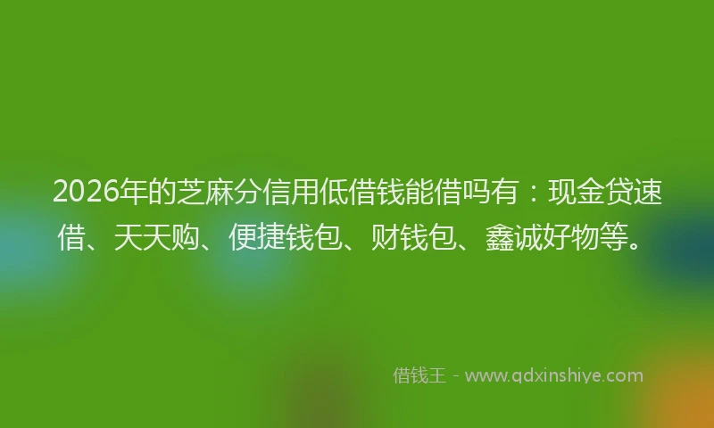 2026年的芝麻分信用低借钱能借吗有：现金贷速借、天天购、便捷钱包、财钱包、鑫诚好物等。