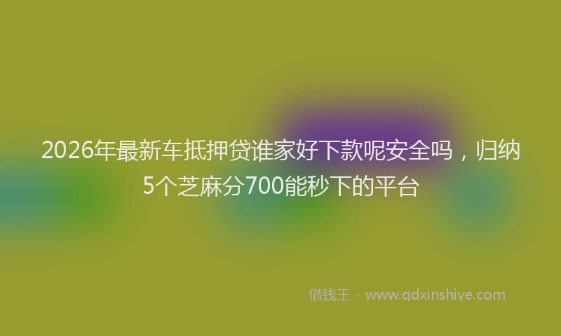 2026年最新车抵押贷谁家好下款呢安全吗，归纳5个芝麻分700能秒下的平台