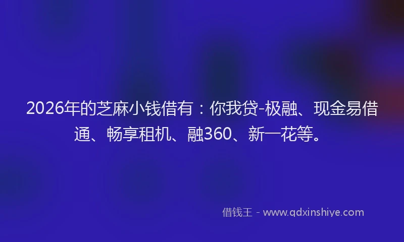 2026年的芝麻小钱借有：你我贷-极融、现金易借通、畅享租机、融360、新一花等。