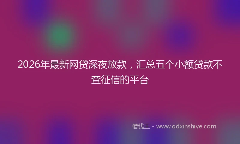 2026年最新网贷深夜放款，汇总五个小额贷款不查征信的平台