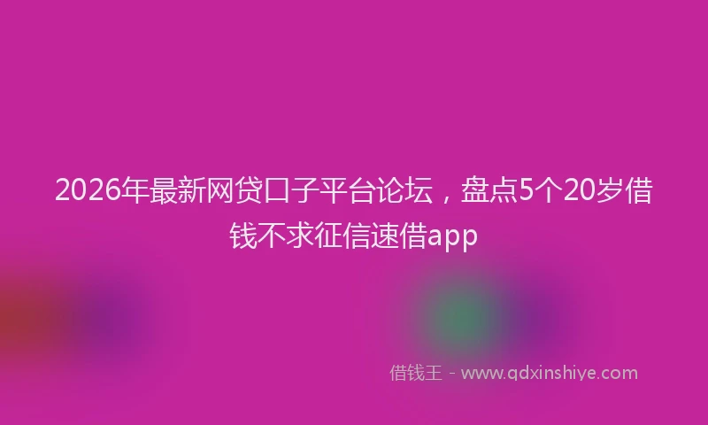 2026年最新网贷口子平台论坛，盘点5个20岁借钱不求征信速借app