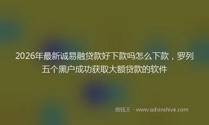 2026年最新诚易融贷款好下款吗怎么下款，罗列五个黑户成功获取大额贷款的软件