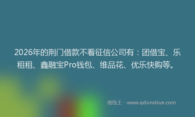 2026年的荆门借款不看征信公司有：团借宝、乐租租、鑫融宝Pro钱包、维品花、优乐快购等。