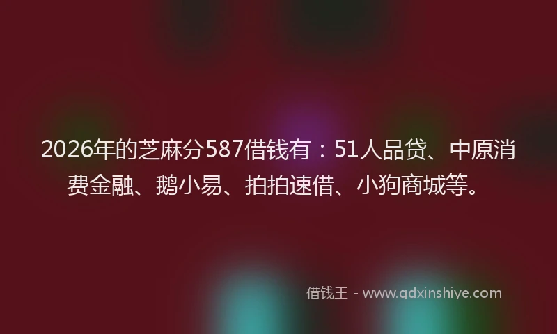 2026年的芝麻分587借钱有：51人品贷、中原消费金融、鹅小易、拍拍速借、小狗商城等。