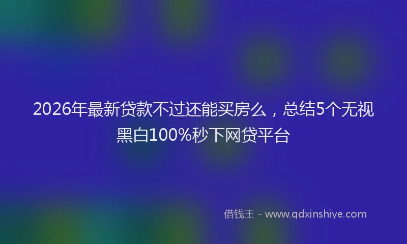 2026年最新贷款不过还能买房么，总结5个无视黑白100%秒下网贷平台