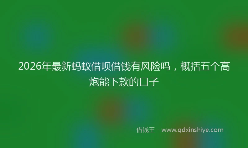 2026年最新蚂蚁借呗借钱有风险吗，概括五个高炮能下款的口子
