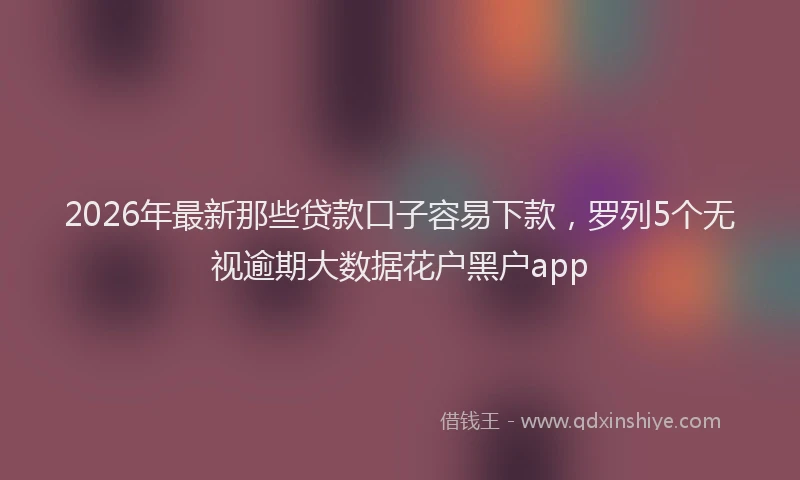2026年最新那些贷款口子容易下款，罗列5个无视逾期大数据花户黑户app