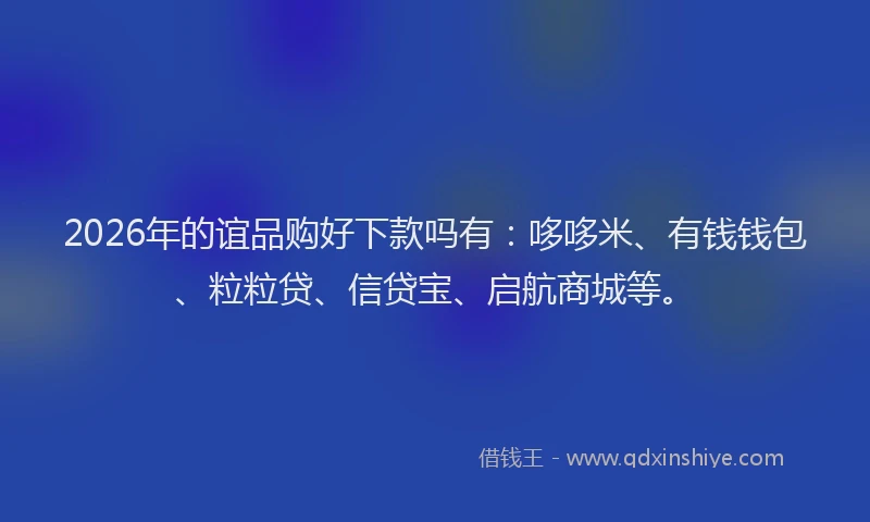 2026年的谊品购好下款吗有：哆哆米、有钱钱包、粒粒贷、信贷宝、启航商城等。