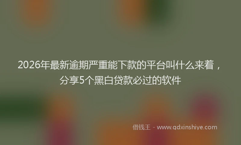 2026年最新逾期严重能下款的平台叫什么来着，分享5个黑白贷款必过的软件