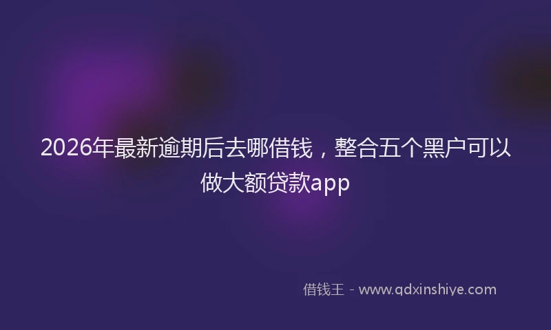 2026年最新逾期后去哪借钱，整合五个黑户可以做大额贷款app