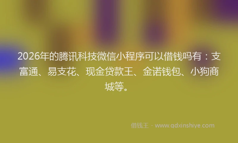 2026年的腾讯科技微信小程序可以借钱吗有：支富通、易支花、现金贷款王、金诺钱包、小狗商城等。
