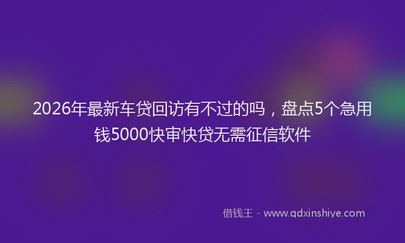 2026年最新车贷回访有不过的吗，盘点5个急用钱5000快审快贷无需征信软件