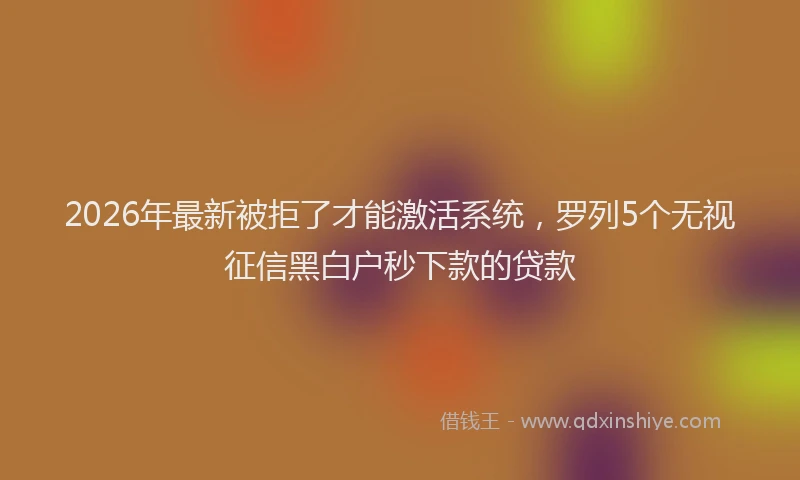 2026年最新被拒了才能激活系统，罗列5个无视征信黑白户秒下款的贷款