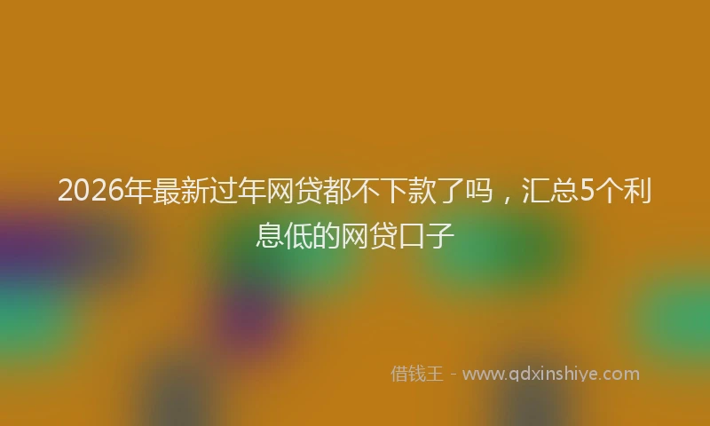2026年最新过年网贷都不下款了吗，汇总5个利息低的网贷口子