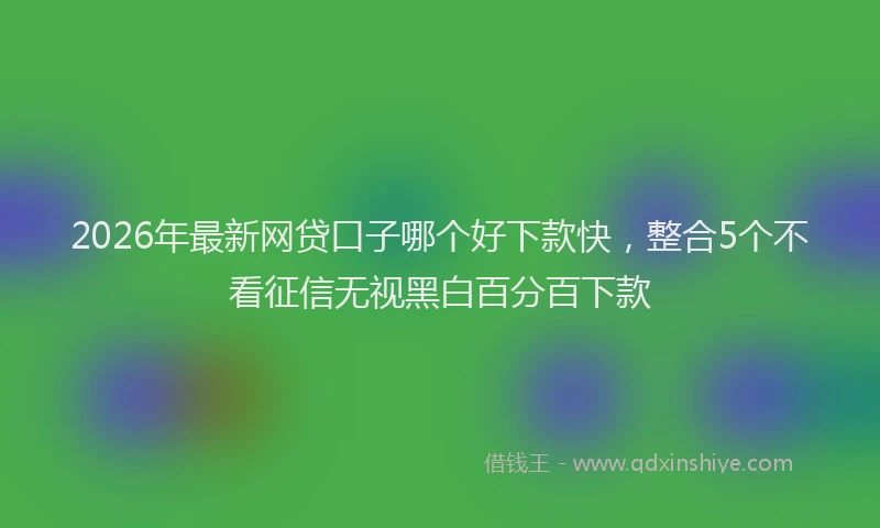 2026年最新网贷口子哪个好下款快，整合5个不看征信无视黑白百分百下款
