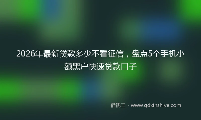 2026年最新贷款多少不看征信，盘点5个手机小额黑户快速贷款口子
