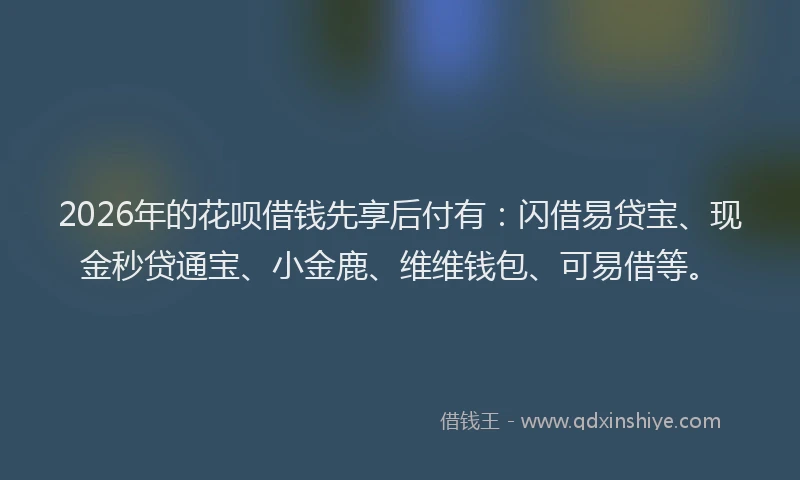 2026年的花呗借钱先享后付有：闪借易贷宝、现金秒贷通宝、小金鹿、维维钱包、可易借等。