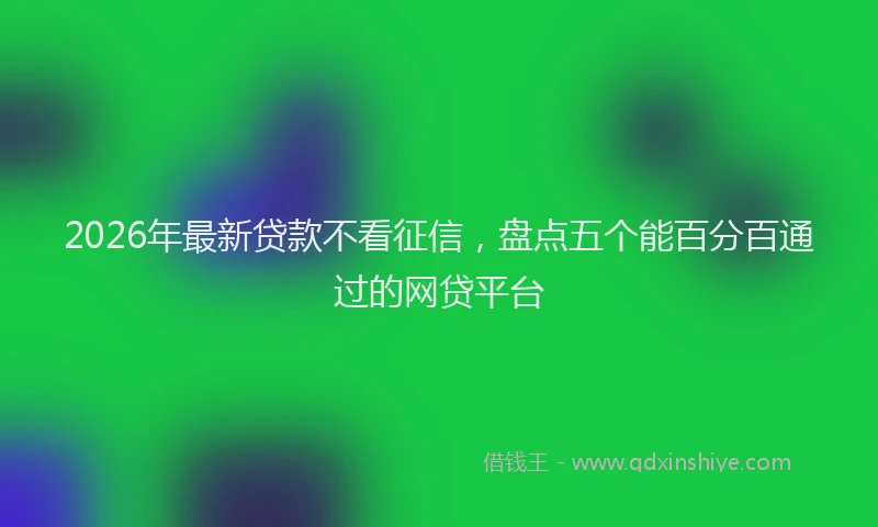 2026年最新贷款不看征信，盘点五个能百分百通过的网贷平台