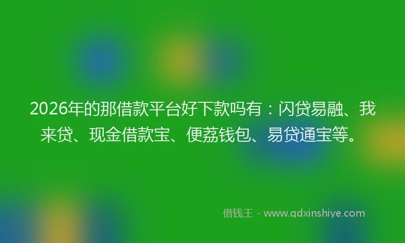 2026年的那借款平台好下款吗有：闪贷易融、我来贷、现金借款宝、便荔钱包、易贷通宝等。