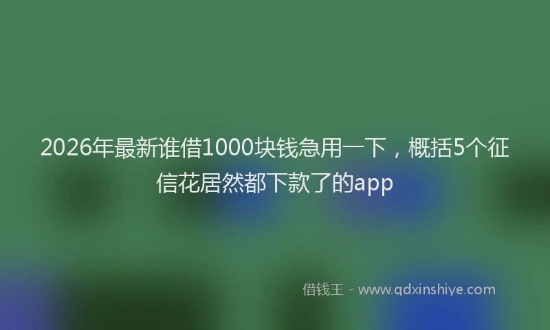 2026年最新谁借1000块钱急用一下，概括5个征信花居然都下款了的app