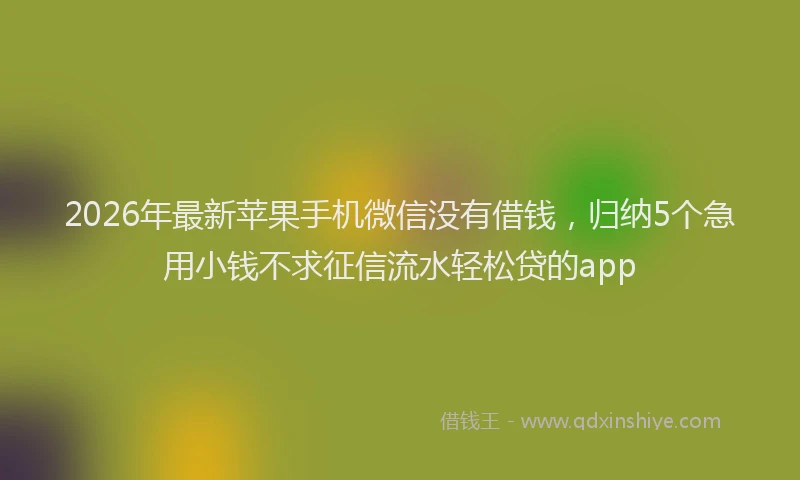 2026年最新苹果手机微信没有借钱，归纳5个急用小钱不求征信流水轻松贷的app