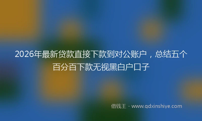2026年最新贷款直接下款到对公账户，总结五个百分百下款无视黑白户口子