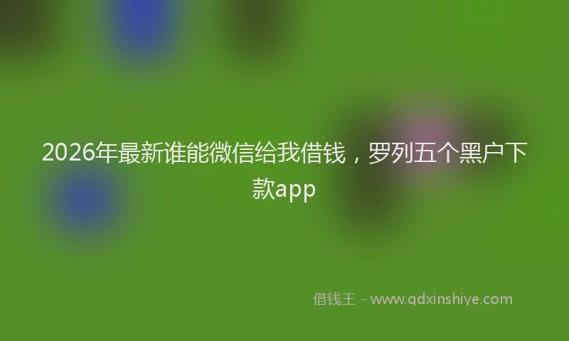 2026年最新谁能微信给我借钱，罗列五个黑户下款app