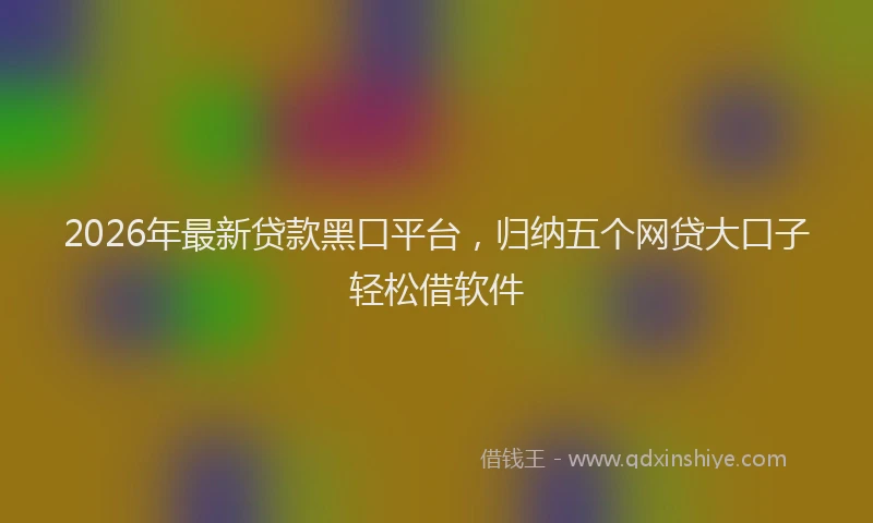 2026年最新贷款黑口平台，归纳五个网贷大口子轻松借软件