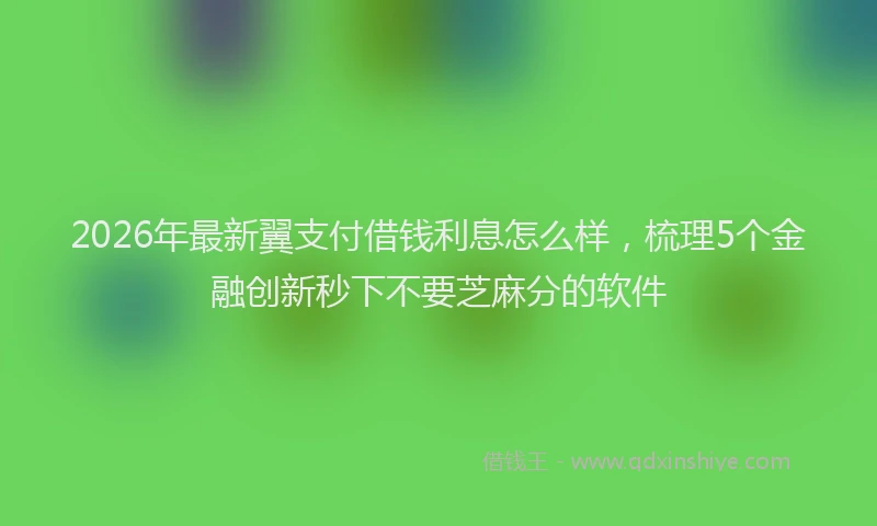 2026年最新翼支付借钱利息怎么样，梳理5个金融创新秒下不要芝麻分的软件