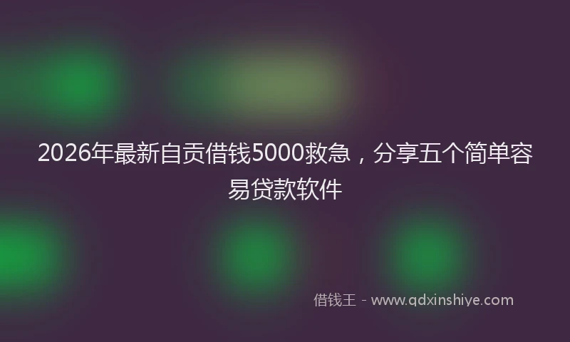 2026年最新自贡借钱5000救急，分享五个简单容易贷款软件
