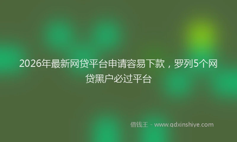 2026年最新网贷平台申请容易下款，罗列5个网贷黑户必过平台