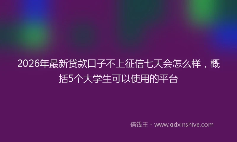2026年最新贷款口子不上征信七天会怎么样，概括5个大学生可以使用的平台