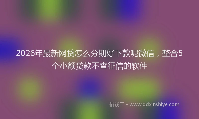 2026年最新网贷怎么分期好下款呢微信，整合5个小额贷款不查征信的软件