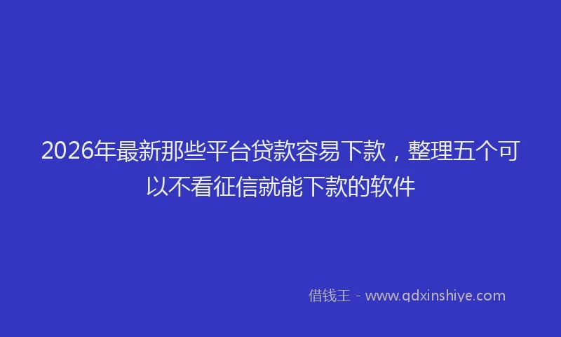 2026年最新那些平台贷款容易下款，整理五个可以不看征信就能下款的软件