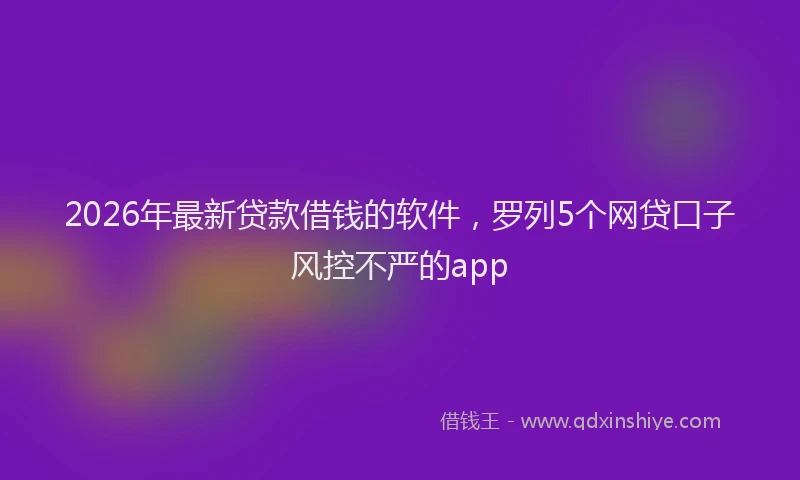 2026年最新贷款借钱的软件，罗列5个网贷口子风控不严的app