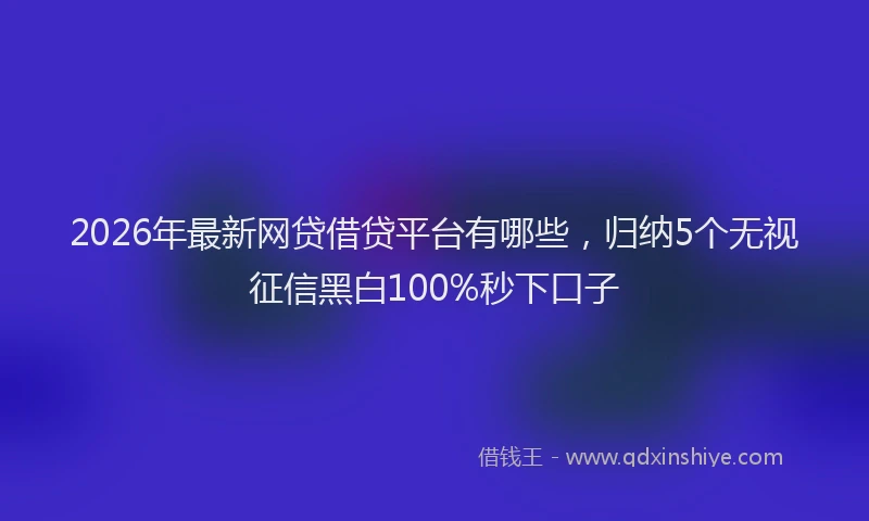 2026年最新网贷借贷平台有哪些，归纳5个无视征信黑白100%秒下口子