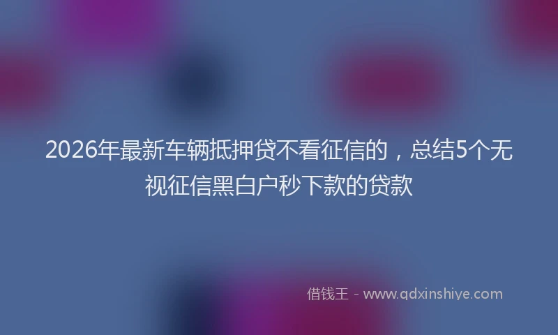 2026年最新车辆抵押贷不看征信的，总结5个无视征信黑白户秒下款的贷款