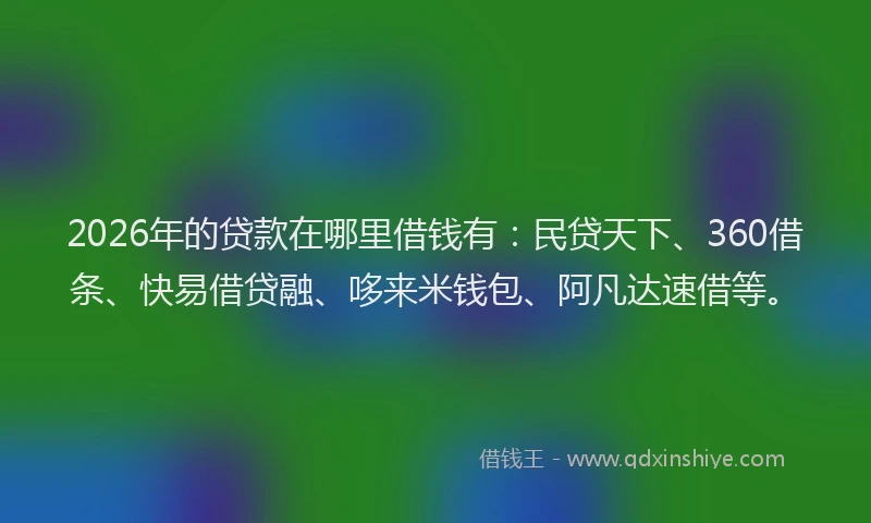 2026年的贷款在哪里借钱有：民贷天下、360借条、快易借贷融、哆来米钱包、阿凡达速借等。
