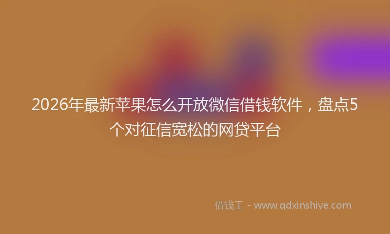 2026年最新苹果怎么开放微信借钱软件，盘点5个对征信宽松的网贷平台