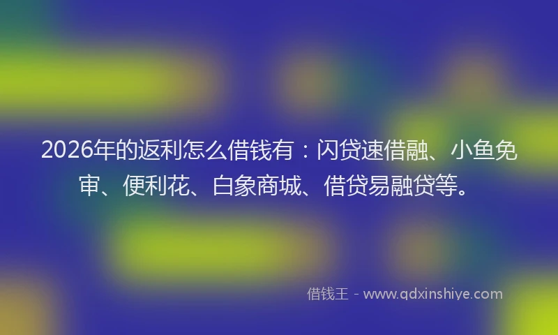 2026年的返利怎么借钱有：闪贷速借融、小鱼免审、便利花、白象商城、借贷易融贷等。