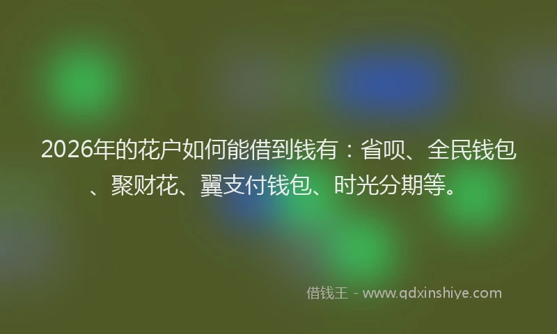 2026年的花户如何能借到钱有：省呗、全民钱包、聚财花、翼支付钱包、时光分期等。
