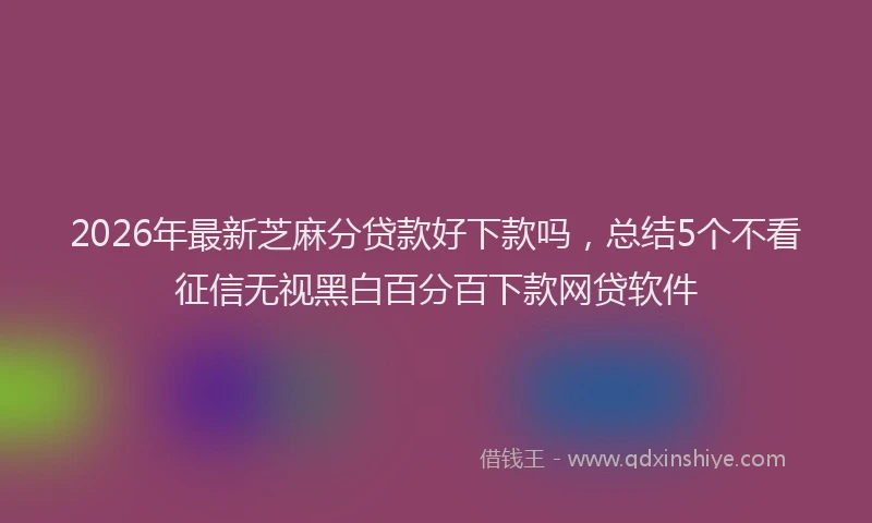 2026年最新芝麻分贷款好下款吗，总结5个不看征信无视黑白百分百下款网贷软件