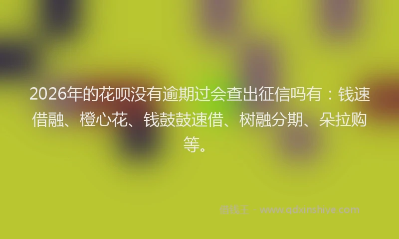2026年的花呗没有逾期过会查出征信吗有：钱速借融、橙心花、钱鼓鼓速借、树融分期、朵拉购等。