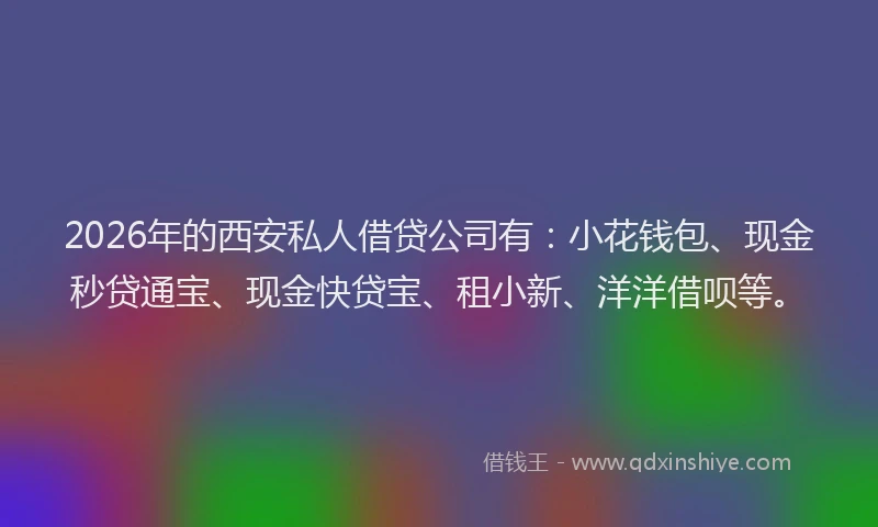 2026年的西安私人借贷公司有：小花钱包、现金秒贷通宝、现金快贷宝、租小新、洋洋借呗等。